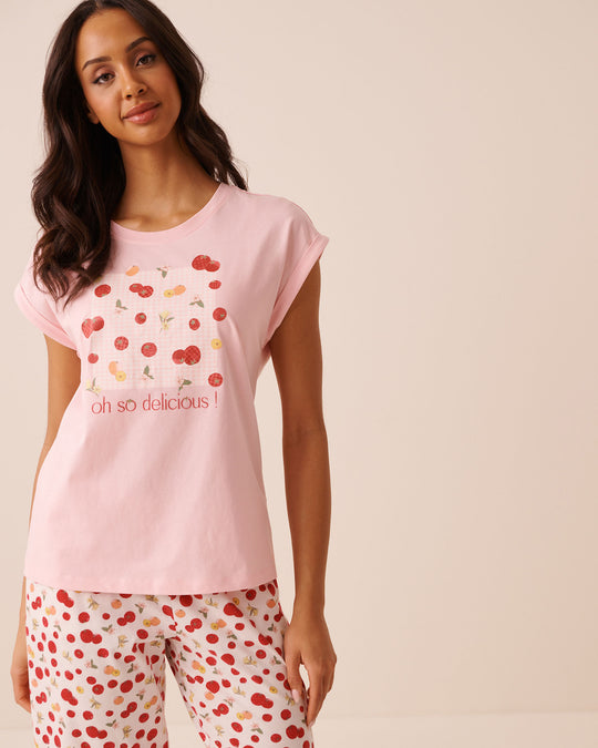 Tomato Print Cotton Short Sleeve T-shirt