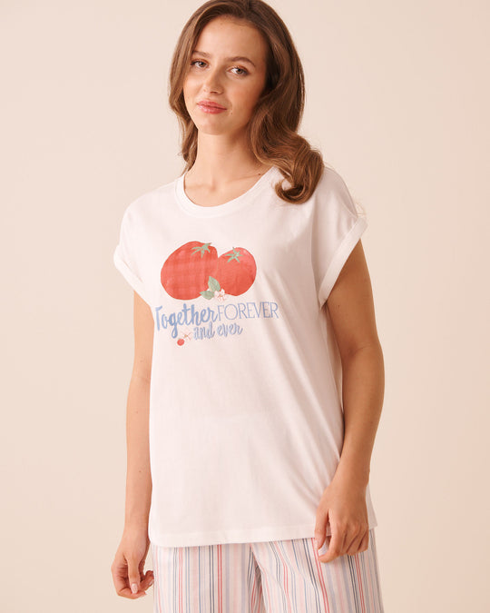 Tomato Print Cotton Short Sleeve T-shirt