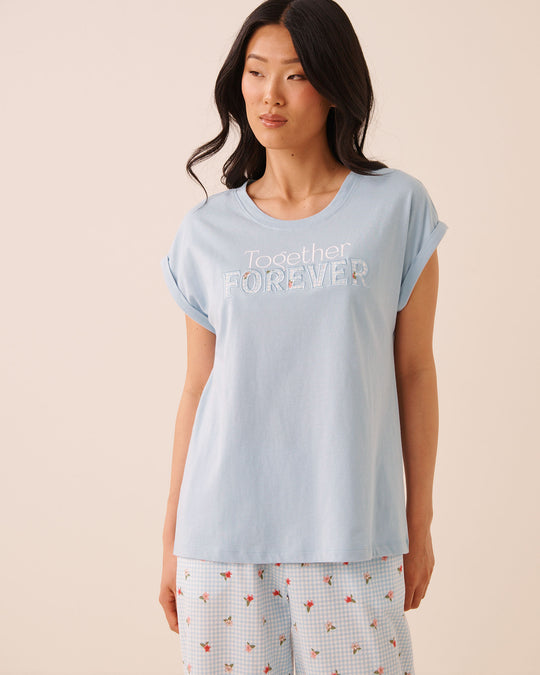 Together Forever Print Cotton Short Sleeve T-shirt