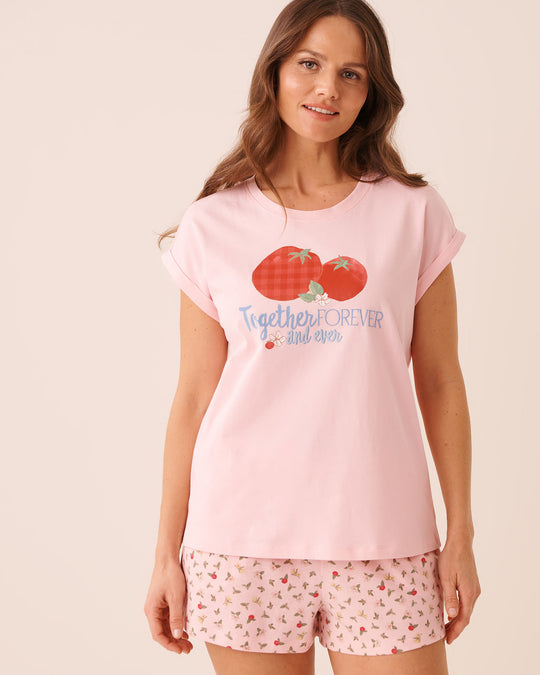 Tomato Print Cotton Short Sleeve T-shirt
