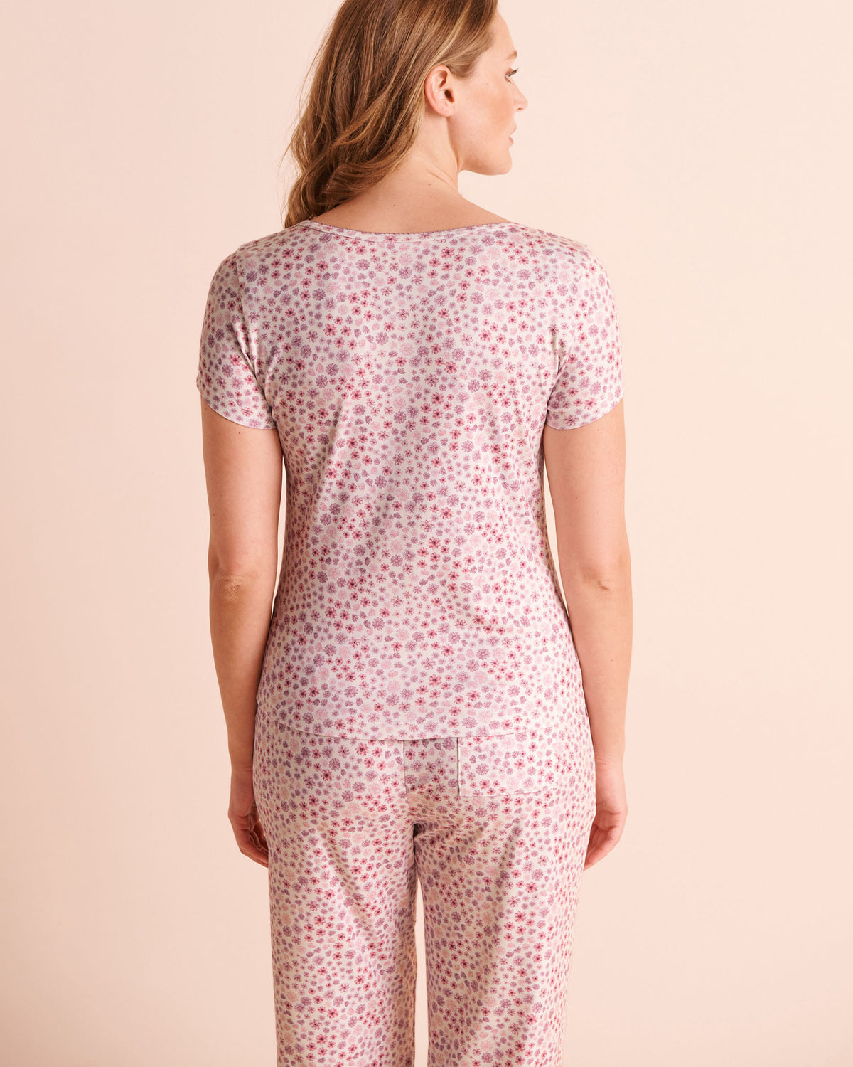 Purple Flowers Print Super Soft Short Sleeve T-shirt AW26