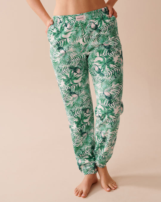 Pink Geometric Print Cotton Jogger Pajama Pants