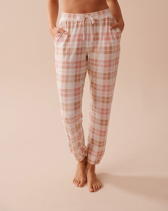 Pink Plaid Super Soft Jogger Pajama Pants