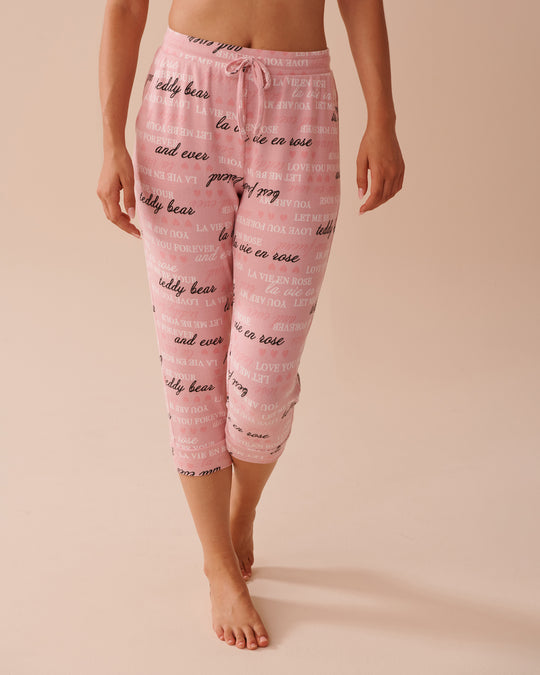 Heart and Letter Print Recycled Fibers Capris | La Vie en Rose KSA