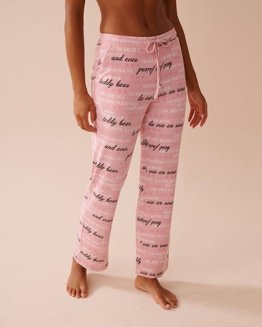 Heart and Letter Print Recycled Fibers Pajama Pants | La Vie en Rose KSA