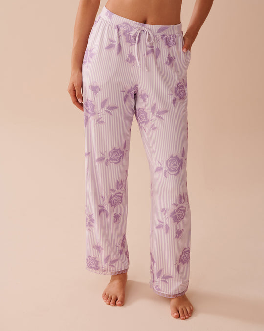 Lilac Rose Print Super Soft Pajama Pants | La Vie en Rose KSA
