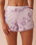 Lilac Rose Print Super Soft Pajama Shorts | La Vie en Rose KSA
