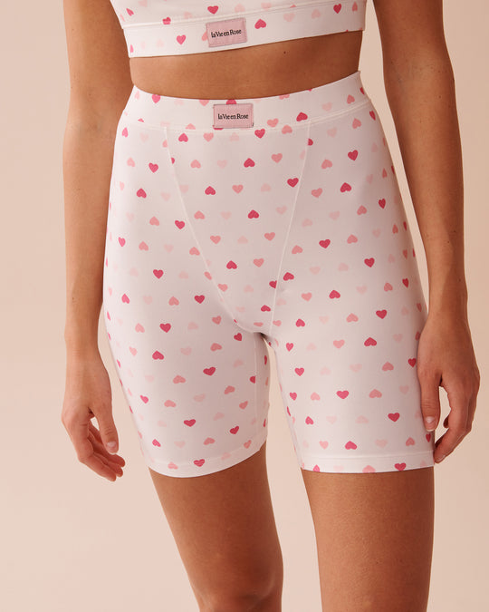 Heart Print Super Soft Biker Style Pajama Shorts | La Vie en Rose KSA