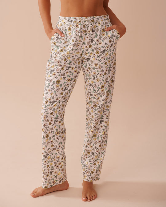 Sunflower Print Cotton Pajama Pants | La Vie en Rose KSA