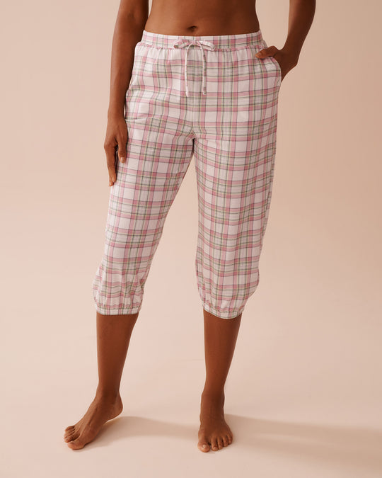 Multicolour Plaid Cotton Fitted Capris | La Vie en Rose KSA