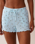 Floral Print Lettuce Edge Pointelle Pajama Shorts| La Vie En Rose KSA
