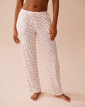 Strawberry Print Lettuce Edge Pointelle Pajama Pants| La Vie En Rose KSA