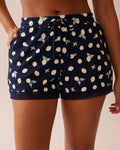Lemon Print Lace Trim Ribbed Jersey Pajama Shorts| La Vie En Rose KSA