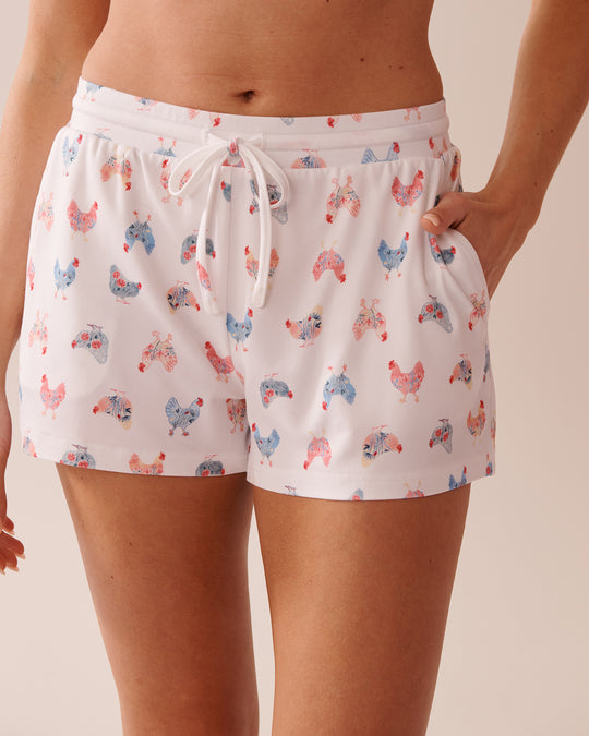 Chicken Print Super Soft Pajama Shorts