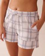 Peach Plaid Cotton Pajama Shorts