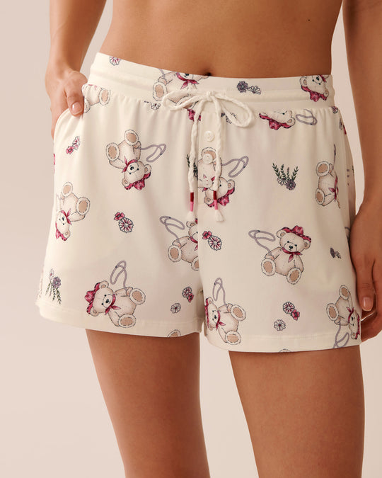 شورت بيجاما ناعم جدًا بطبعة دب كاوبوي