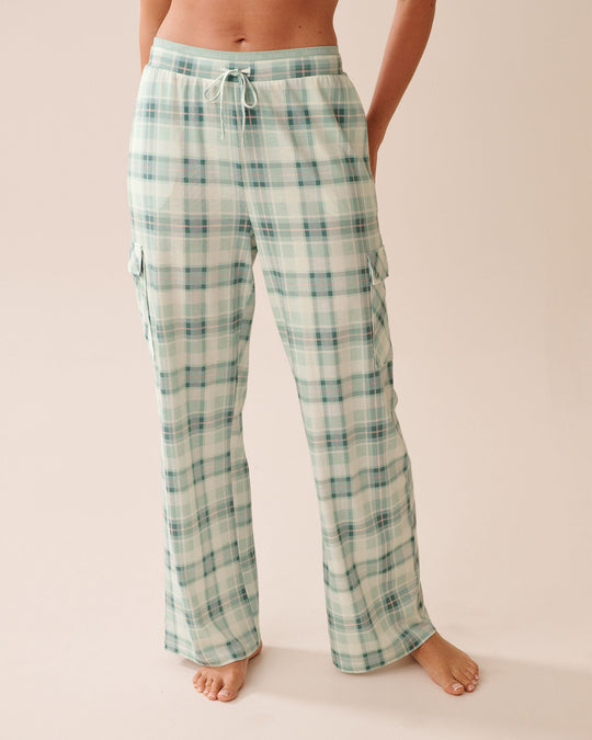 Green Plaid Cargo Pajama Pants