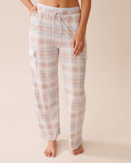 Baby Blue Plaid Cargo Pajama Pants