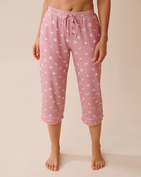 Coffee Cup Print Super Soft Pajama Capris