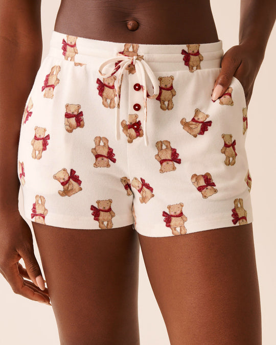 Teddy Bear Print Recycled Fibers Pajama Shorts