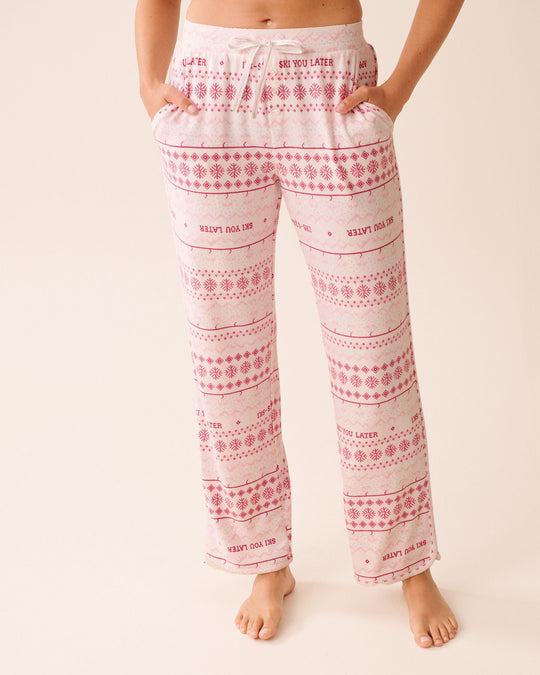 Pink Fair Isle Print Recycled Fibers Pajama Pants