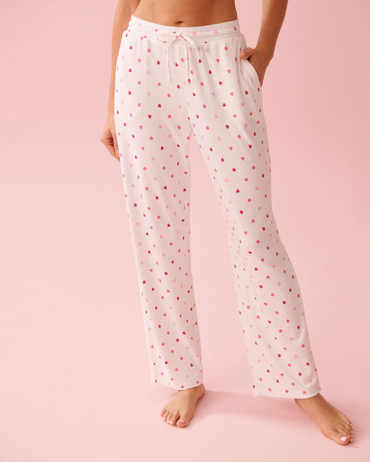 Heart Print Pointelle Pajama Pants