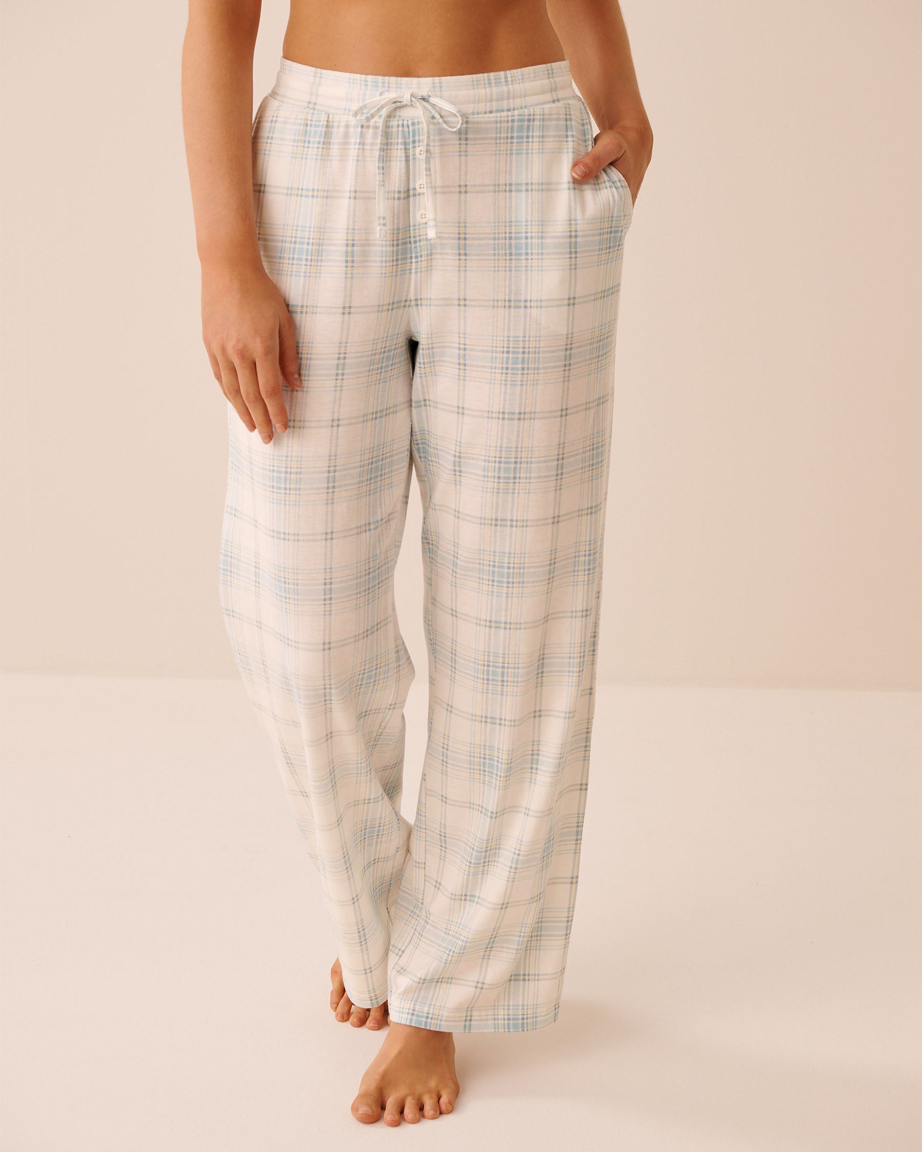 Blue Plaid Print Pajama Pants | La Vie en Rose KSA
