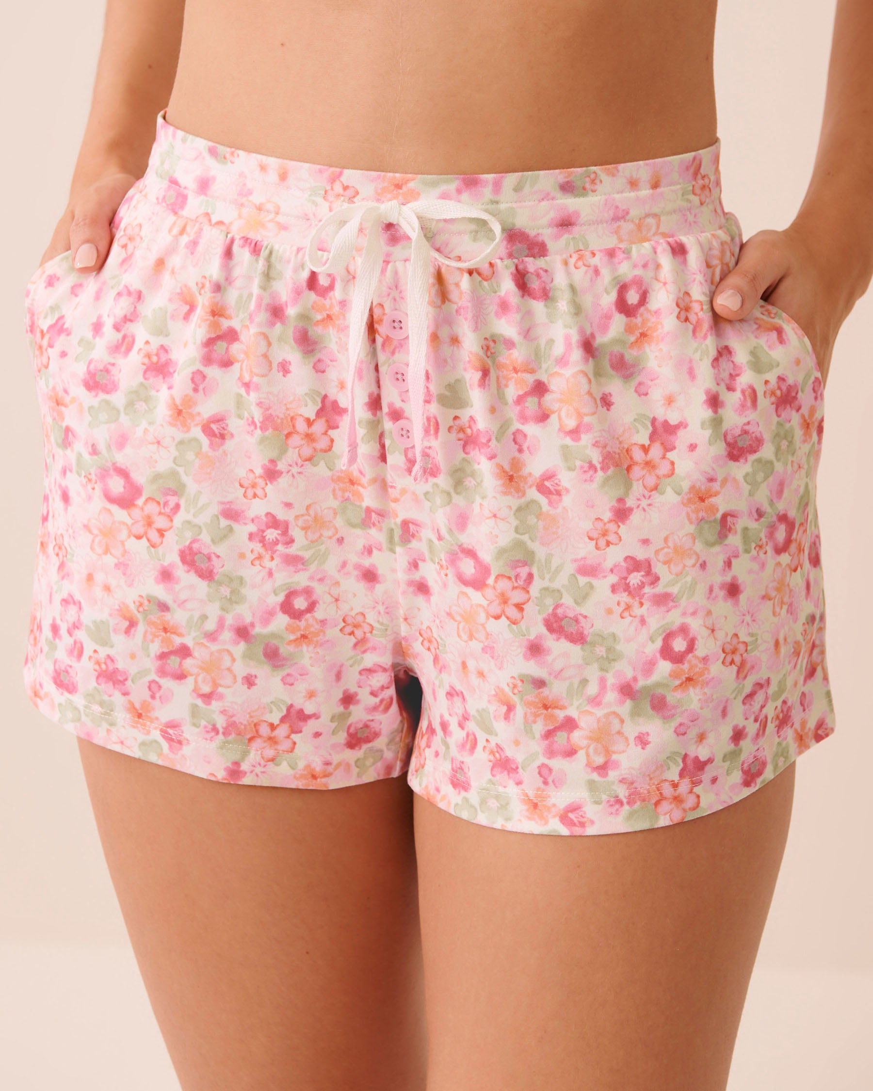 Watercolour Floral Print Super Soft Pajama Shorts | La Vie en Rose KSA
