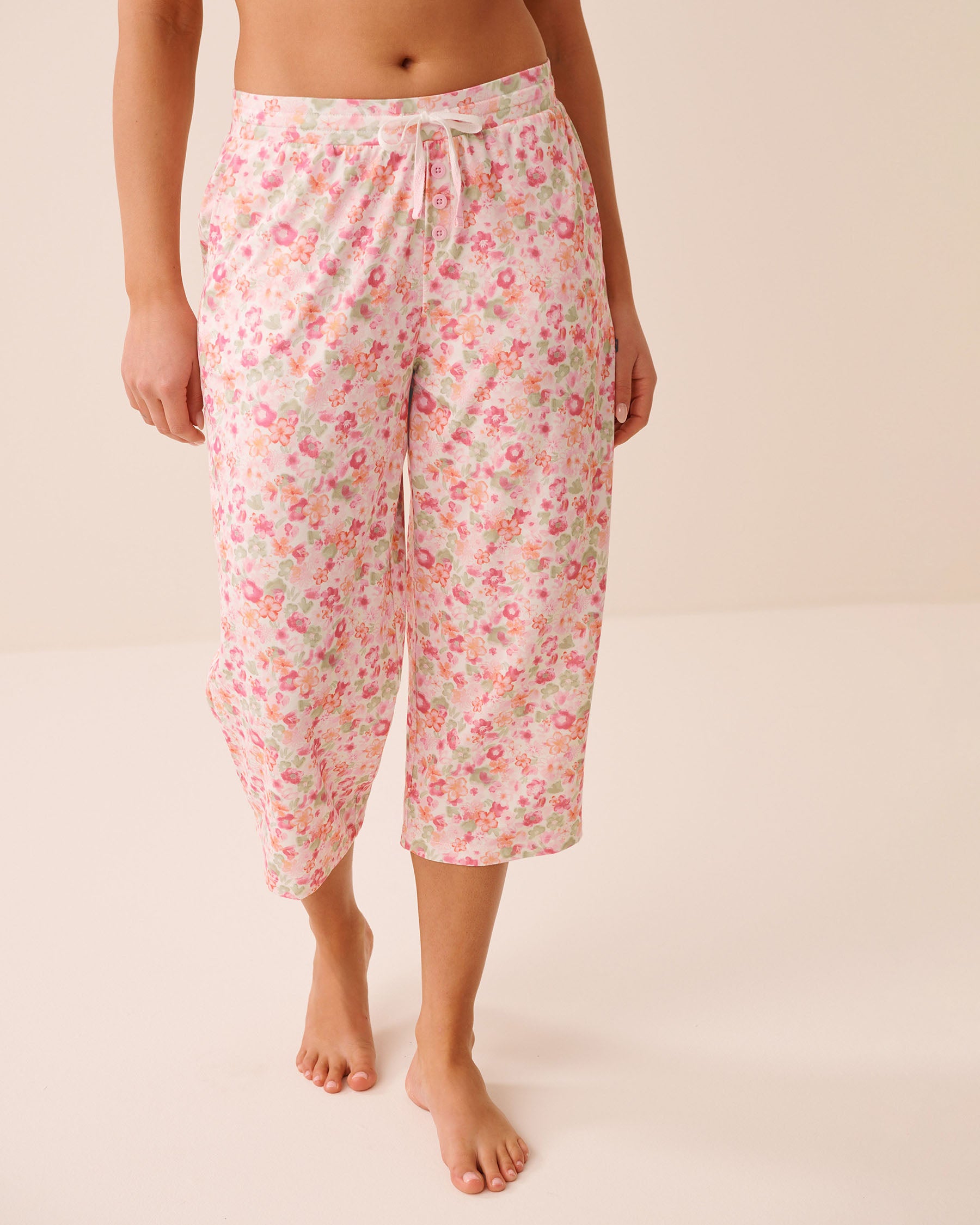 Watercolour Floral Print Super Soft Pajama Capris | La Vie en Rose KSA