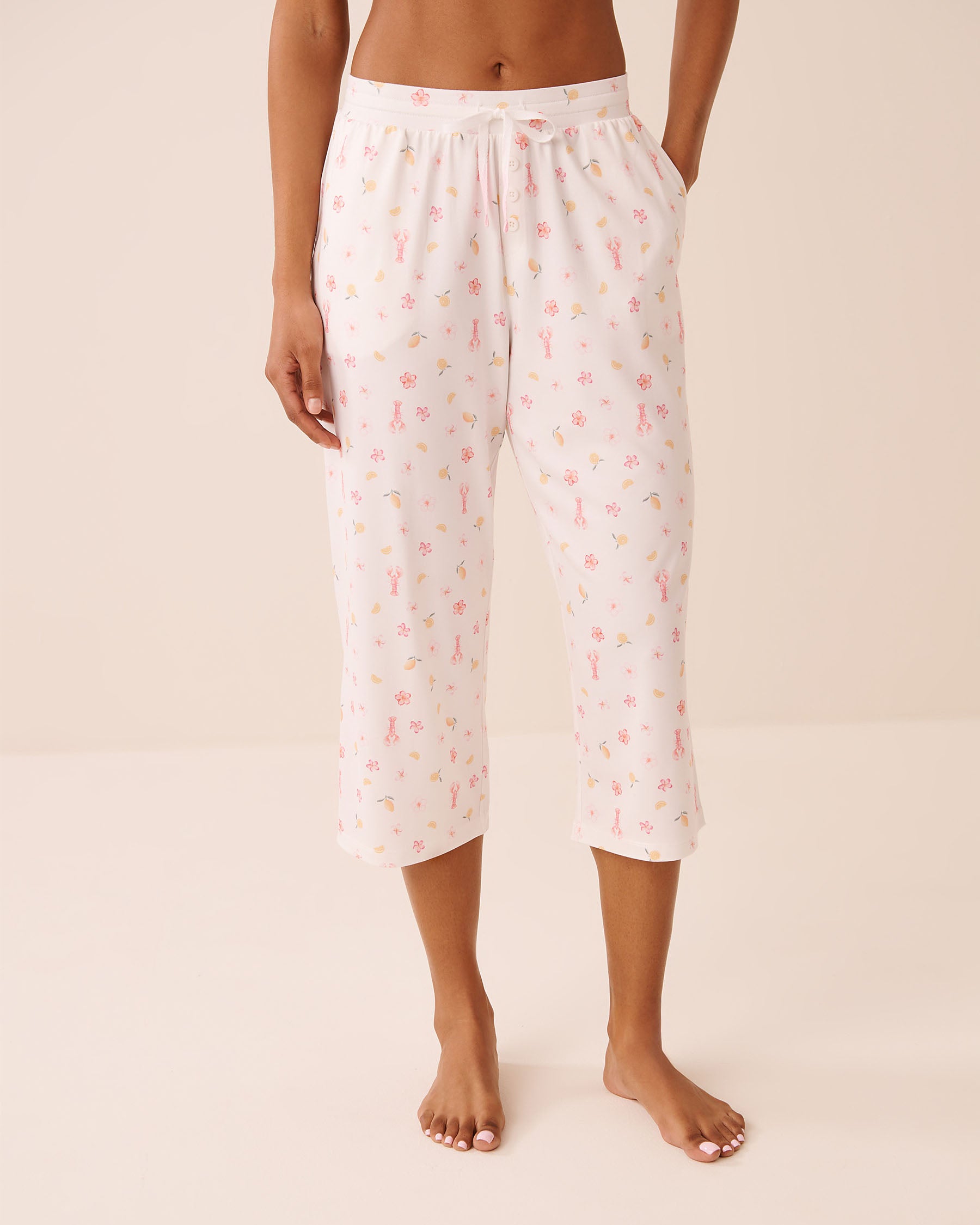 Lobster Floral Print Super Soft Pajama Capris | La Vie en Rose KSA