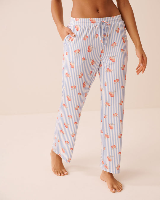 Peach & Stripe Print Super Soft Pajama Pants