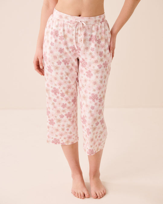 Leopard Flower Print Super Soft Pajama Capris