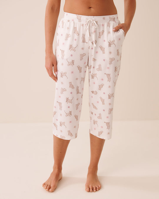 Bengal Cat Print Super Soft Pajama Capris