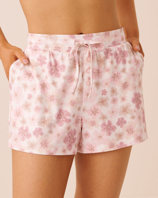 Leopard Flower Print Super Soft Pajama Shorts