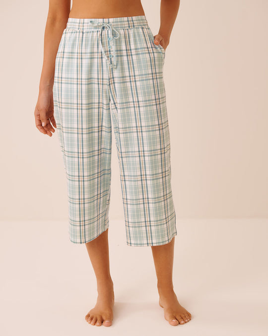 Blue Plaid Super Soft Pajama Capris