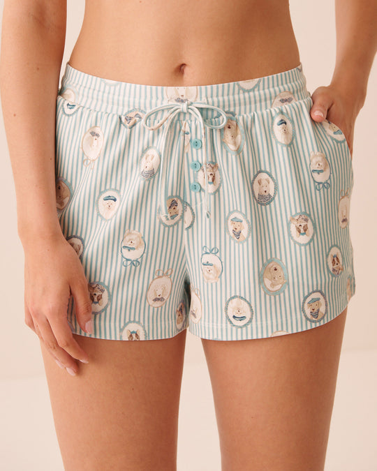 Parisian Dogs Print Super Soft Pajama Shorts