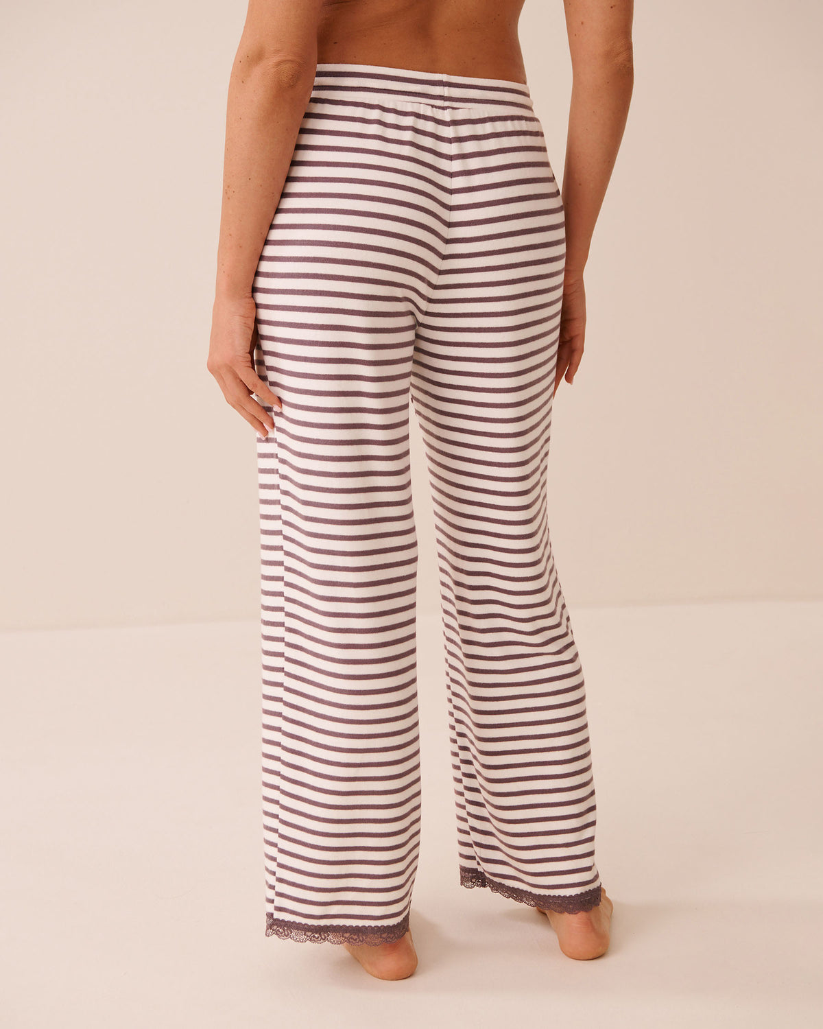 Striped Lace-Trim Soft Knit Pajama Pants AW26
