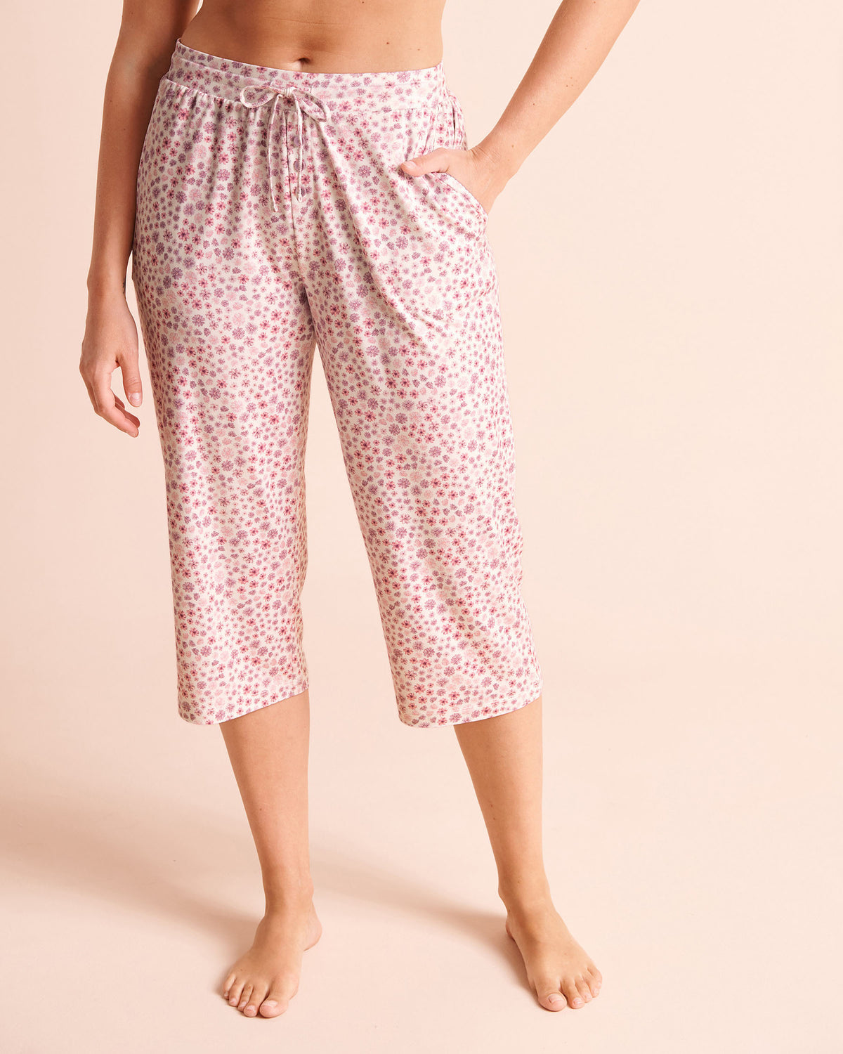 Purple Flowers Print Super Soft Pajama Capris | La Vie en Rose KSA