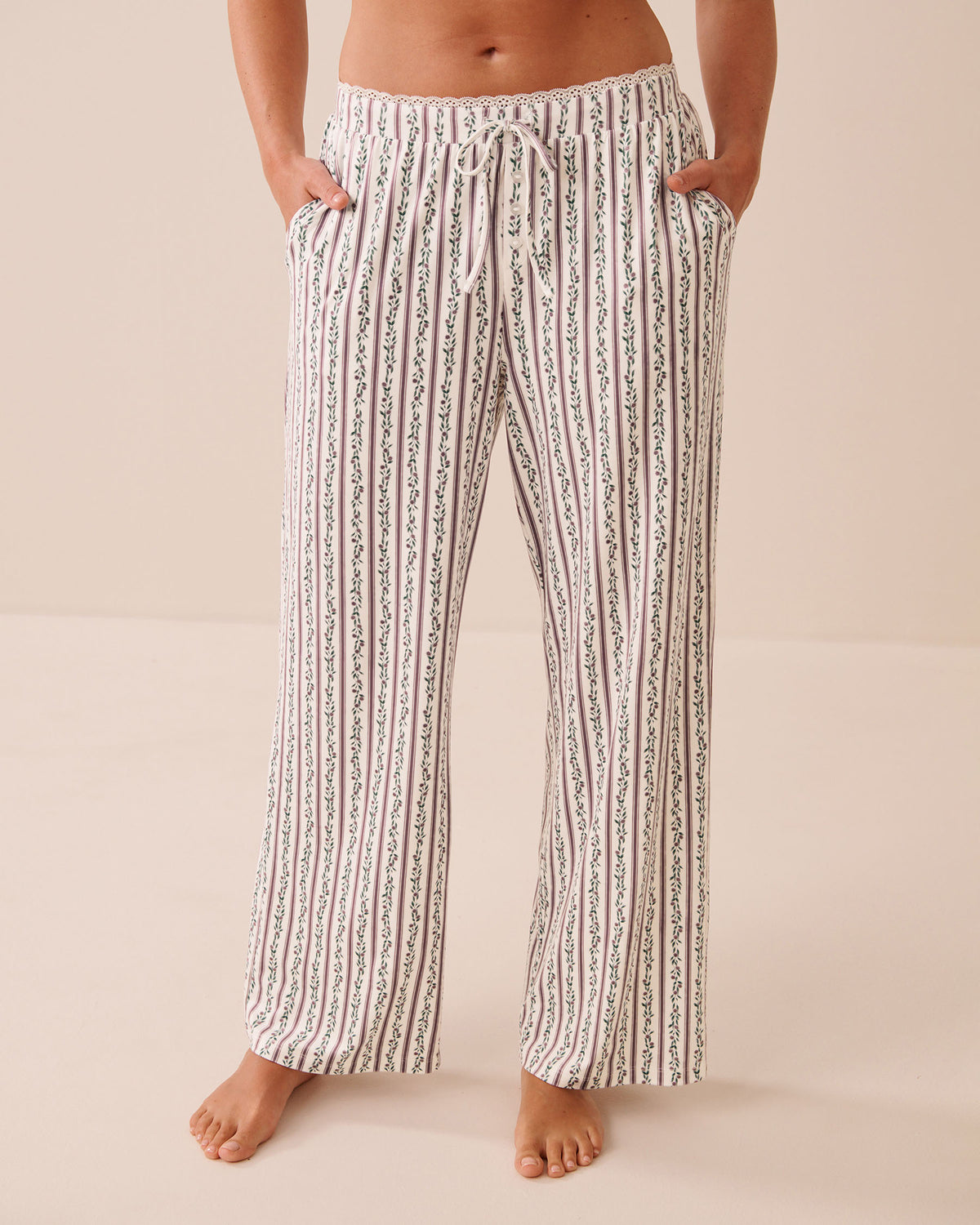 Floral Stripe Print Super Soft Pajama Pants | La Vie en Rose KSA