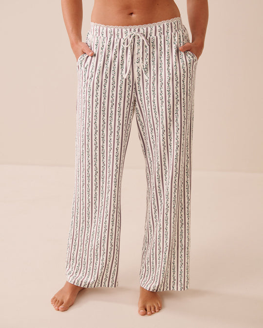 Floral Stripe Print Super Soft Pajama Pants