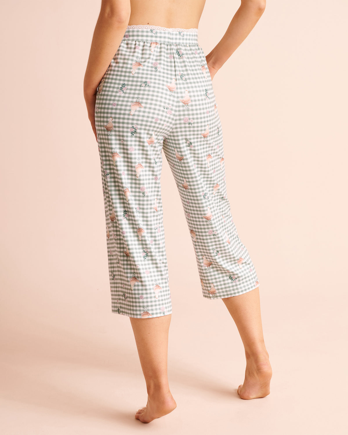 Chicken Gingham Print Super Soft Pajama Capris AW26