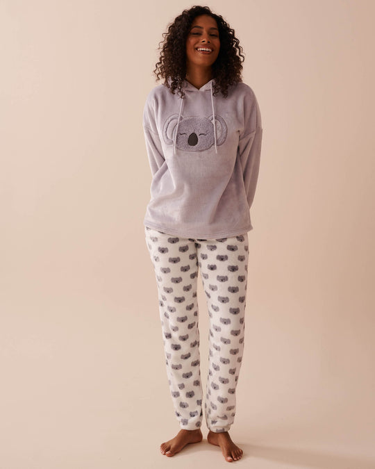 Koala Print Soft Plush PJ Set