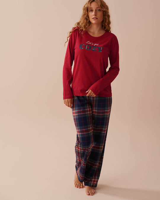 Blue Plaid Cotton PJ Set