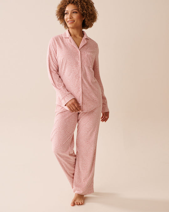 Leopard Print Soft Velour PJ Set
