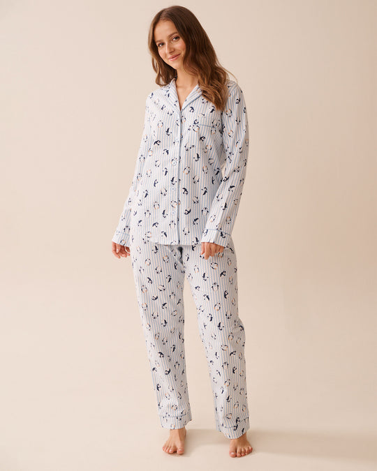 Penguin Print Flannel PJ Set
