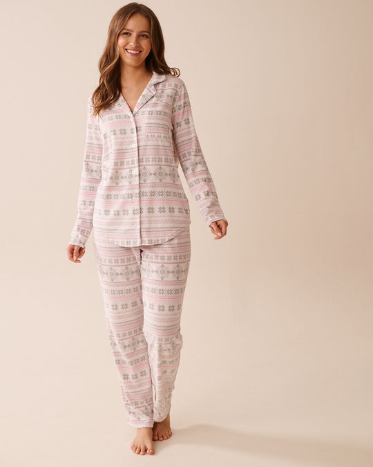 Fair Isle Print Micropolar PJ Set