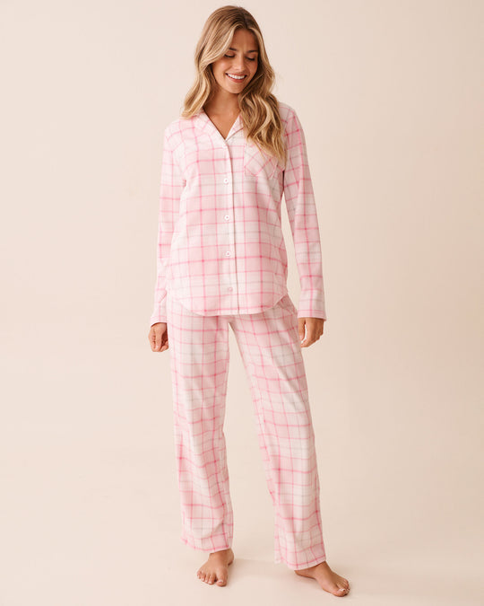 Pink Plaid Micropolar PJ Set