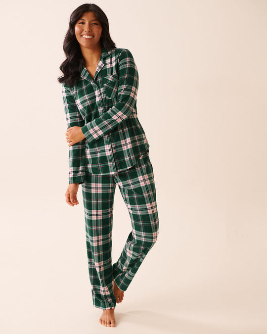 Green Plaid Micropolar PJ Set