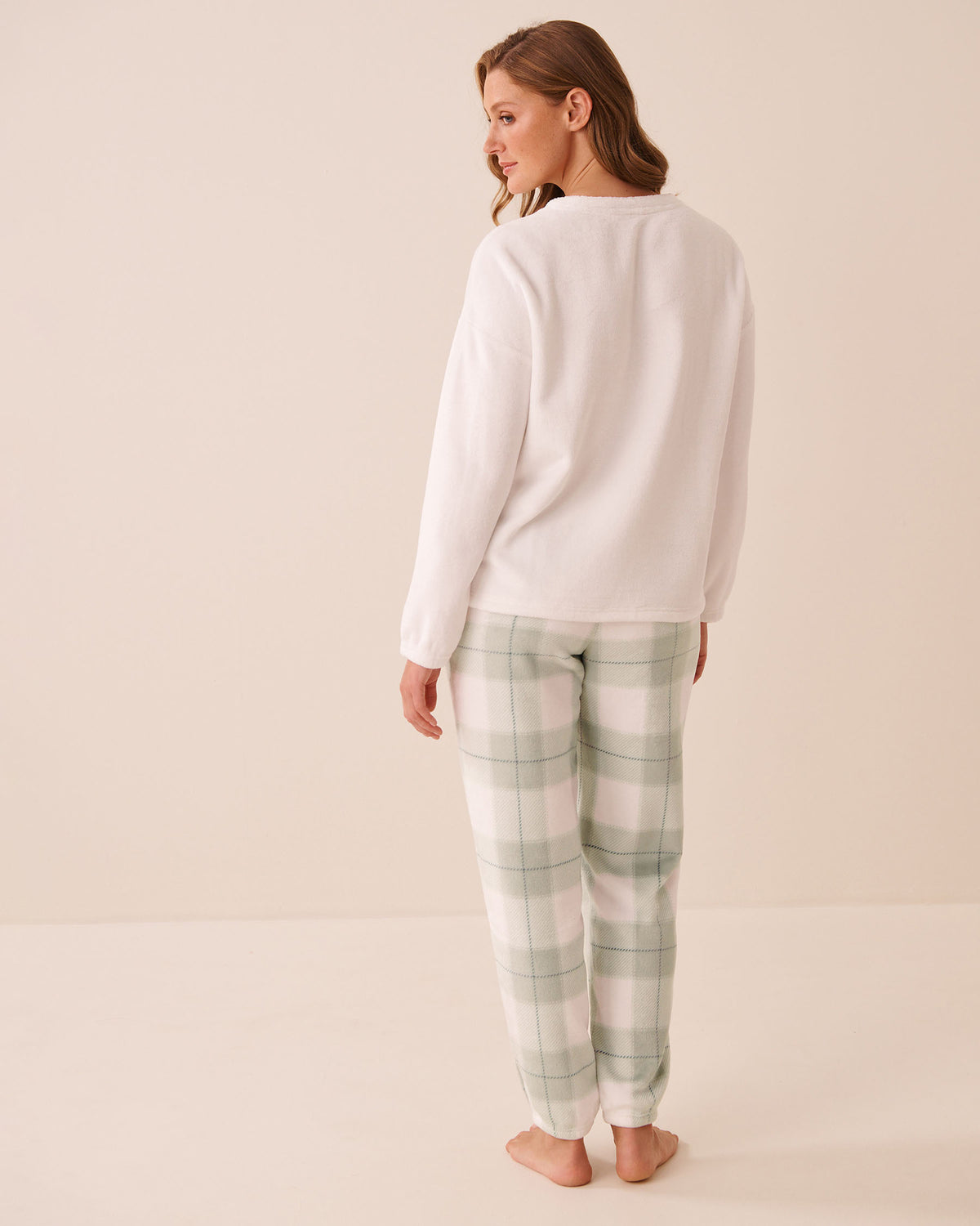 Green Plaid Soft Plush Pajama Set AW26