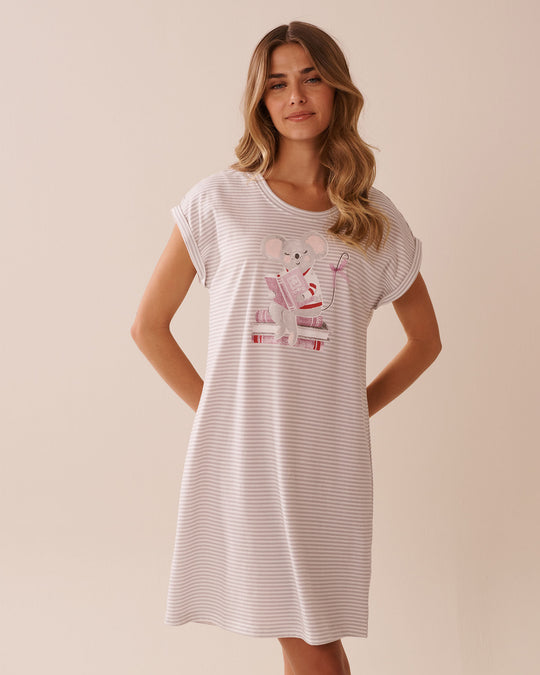 Mouse Print Cotton Short Sleeve Sleepshirt